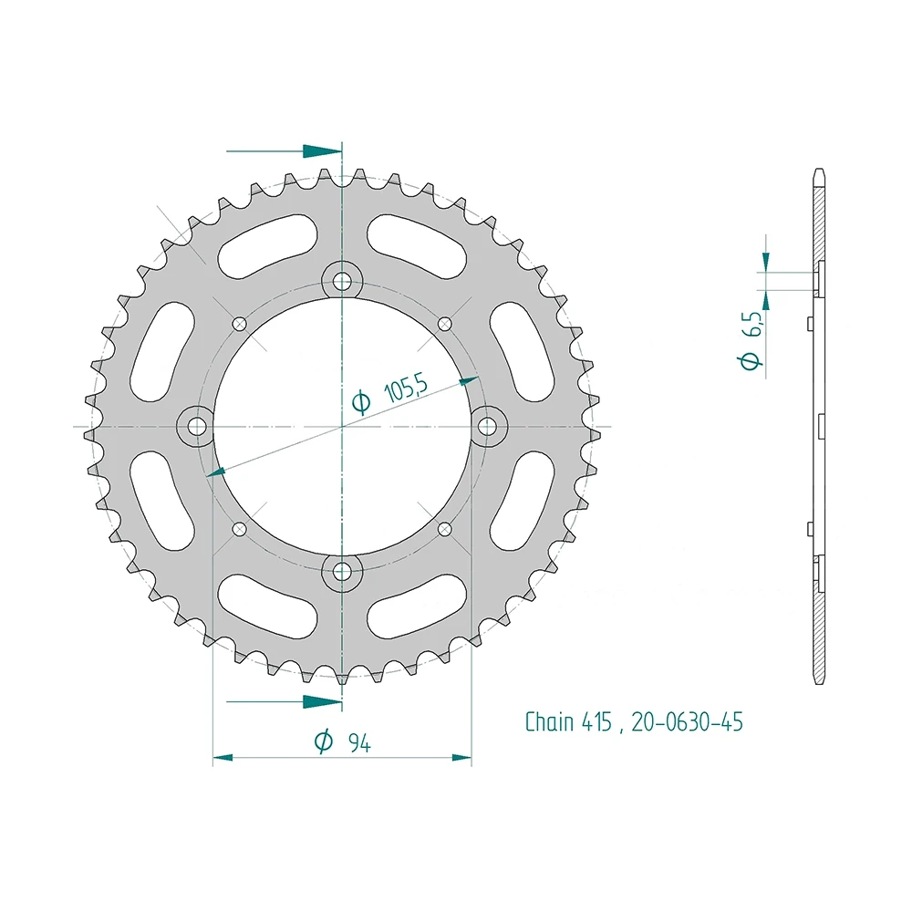 Zahnkranz Sachs/Puch 45 Zähne flach