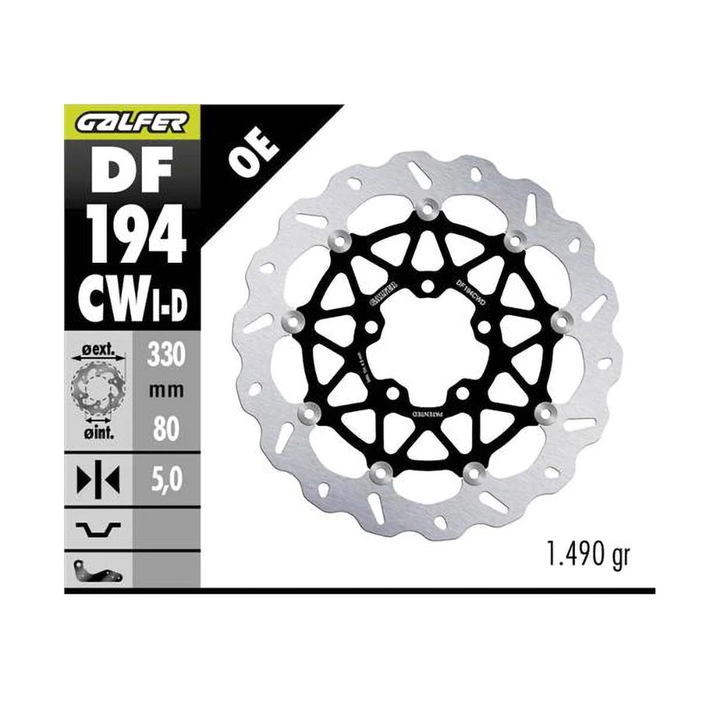 Bremsscheibe Galfer CWI 330/80/5mm 5 Loch Kawasaki ZX-10R 2016 -> links