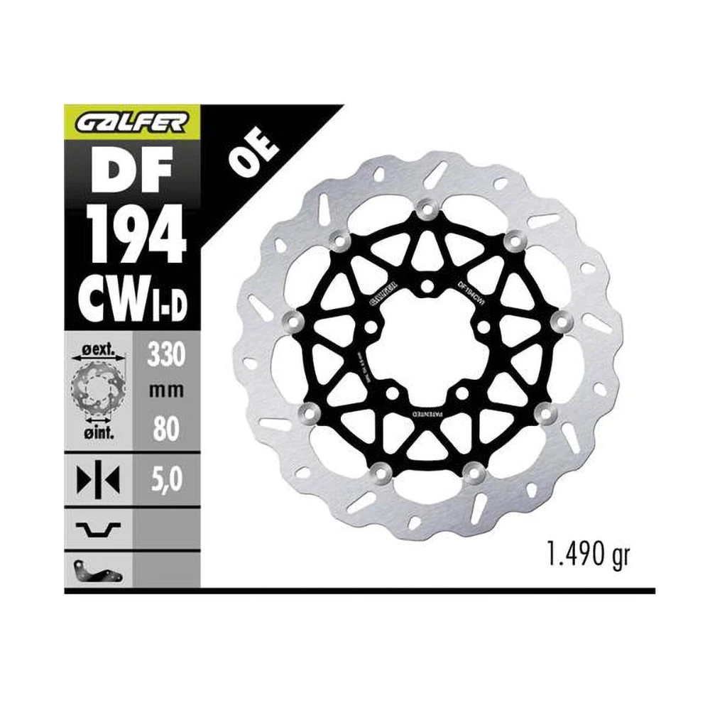 Bremsscheibe Galfer CWI 330/80/5mm 5 Loch Kawasaki ZX-10R 2016 -> rechts