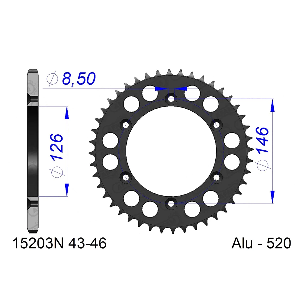Zahnkranz AFAM Suzuki Cross Alu 520/44Z silber