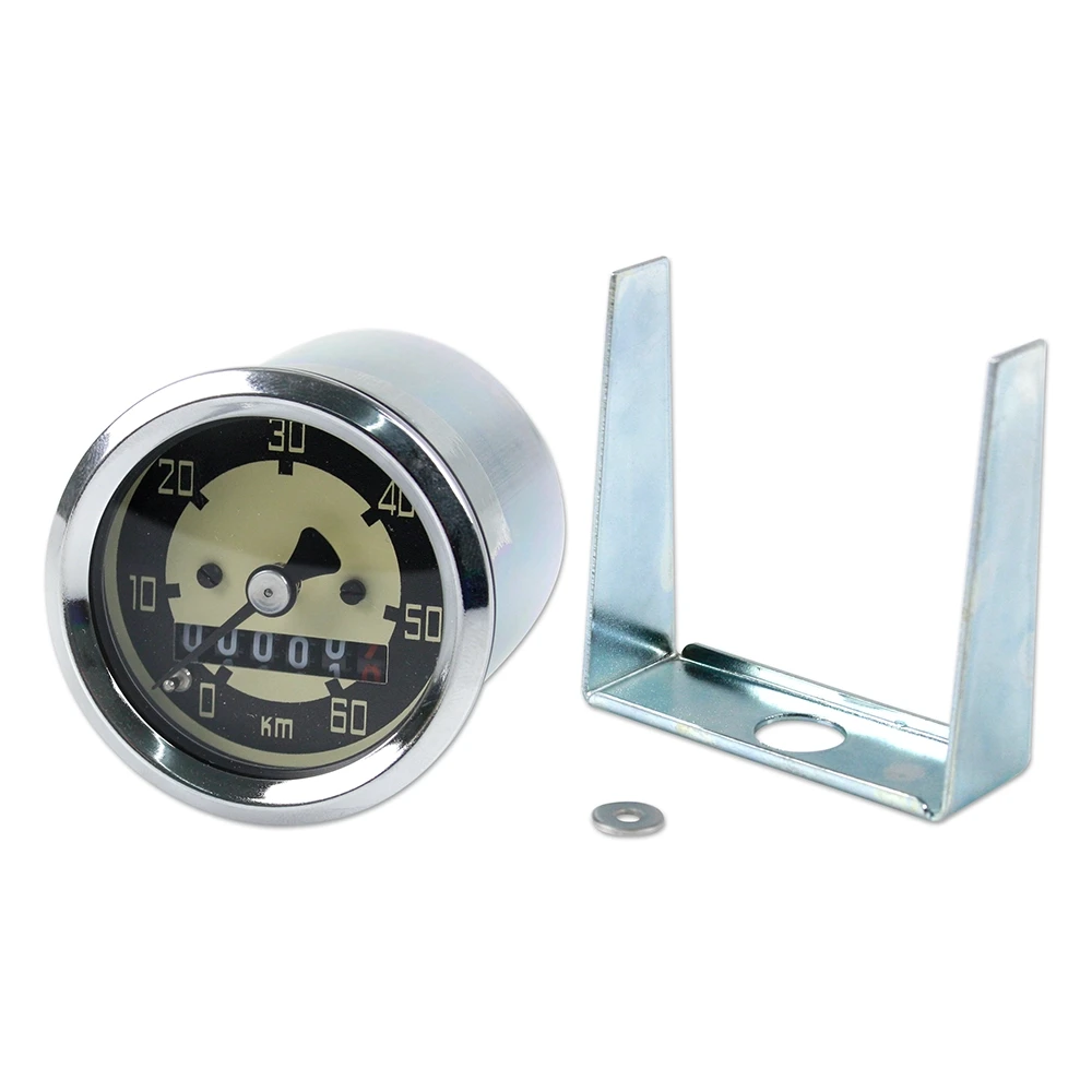 Tacho 60 km/h, Ø 48mm universal, VDO-Anschluss, schwarze Nadel