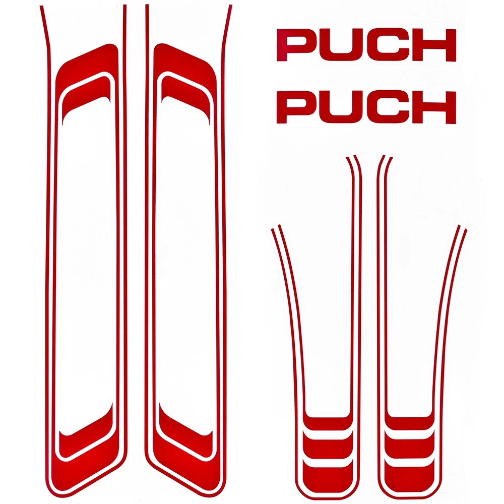 Aufklebersatz Rahmen Puch Maxi links/rechts rot
