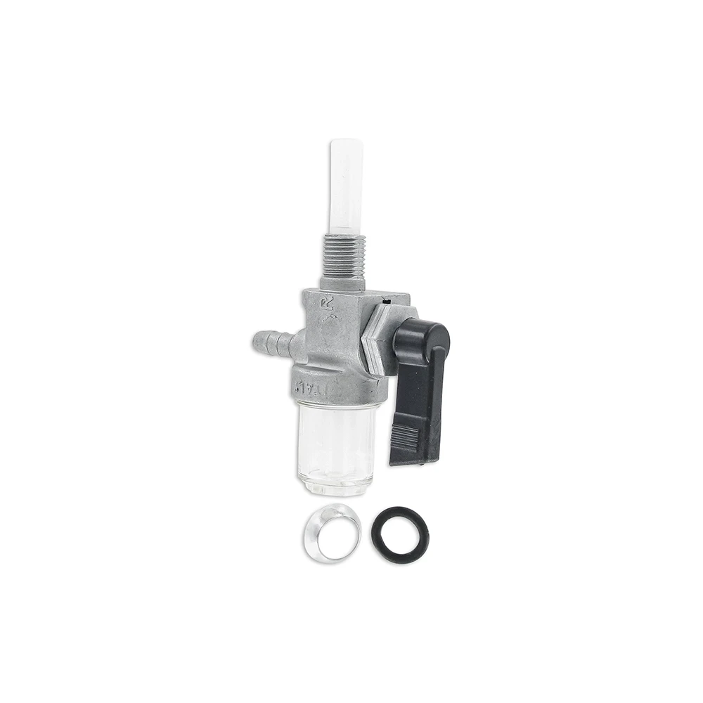 Benzinhahn M10x1mm universal Anschluss Ø 6mm 90° mit Schauglas