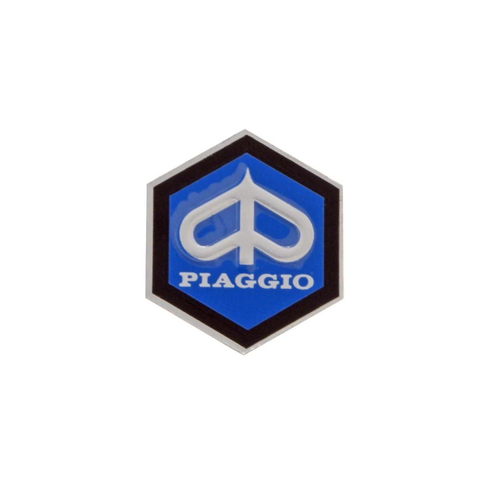 Emblem PIAGGIO mit Logo 42x48mm Aluminium, zum Kleben, dunkelblau