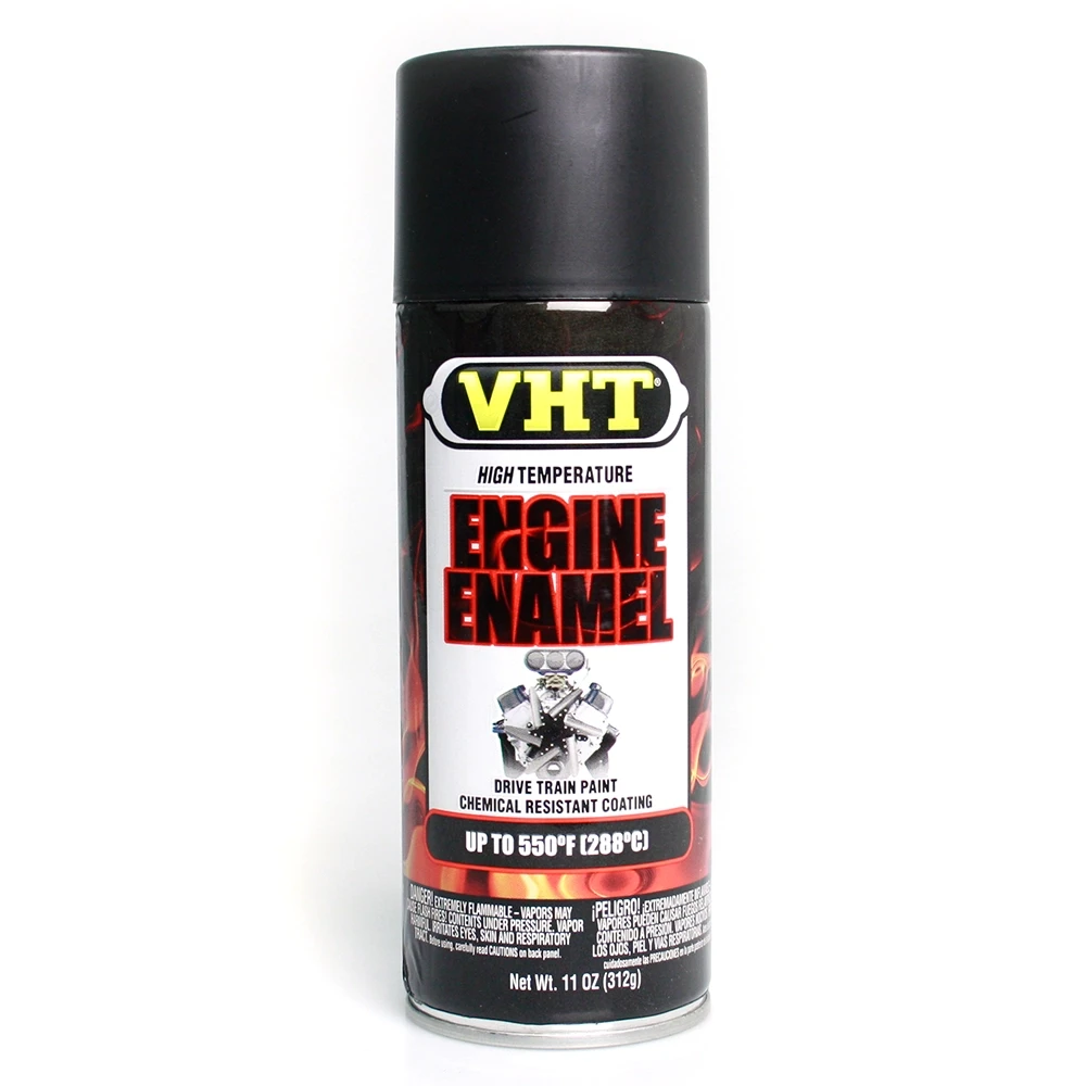 Farbspray VHT ENGINE ENAMEL für Motor/Getriebe in SCHWARZ SEIDENGLANZ bis