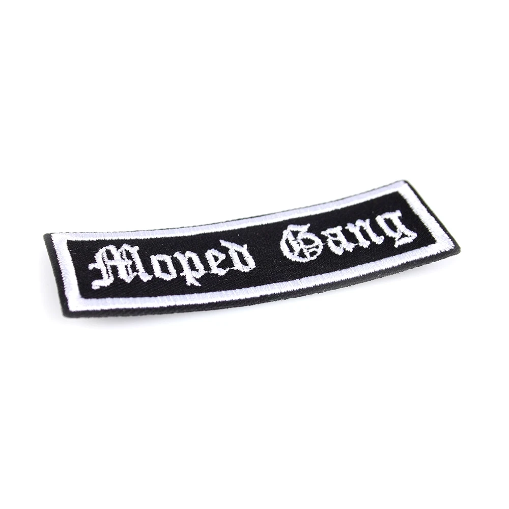 Aufnäher MOPED KINGS Moped Gang in schwarz/weiss (B 80 x H 25mm)