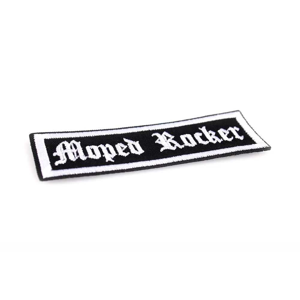 Aufnäher MOPED KINGS Moped Rocker in schwarz/weiss (B 80 x H 25mm)