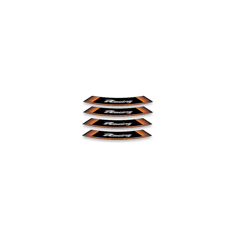 Felgen-Aufkleber-Set Racing orange-schwarz (8 Stück)