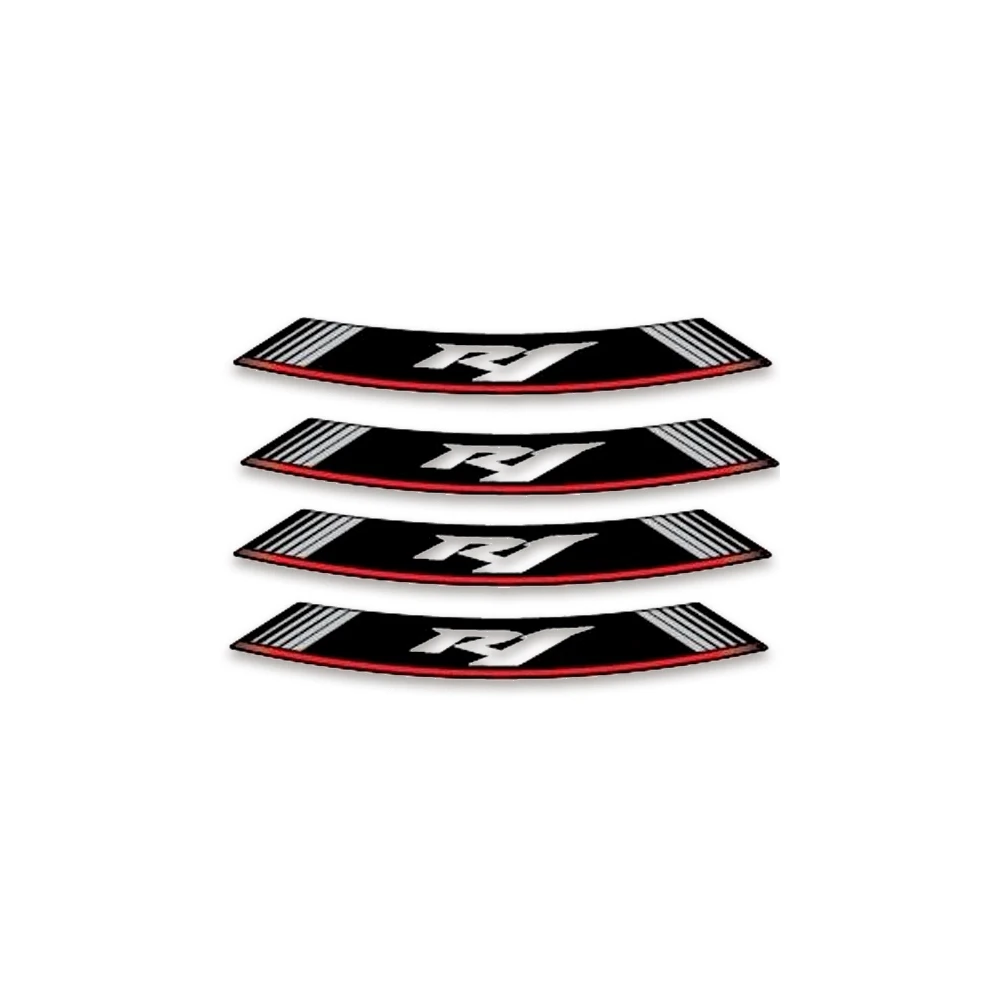 Felgen-Aufkleber-Set R1 weiss-rot-schwarz (8 Stück)