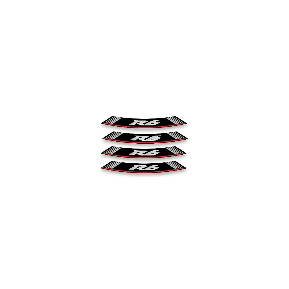 Felgen-Aufkleber-Set R6 weiss-rot-schwarz (8 Stück)