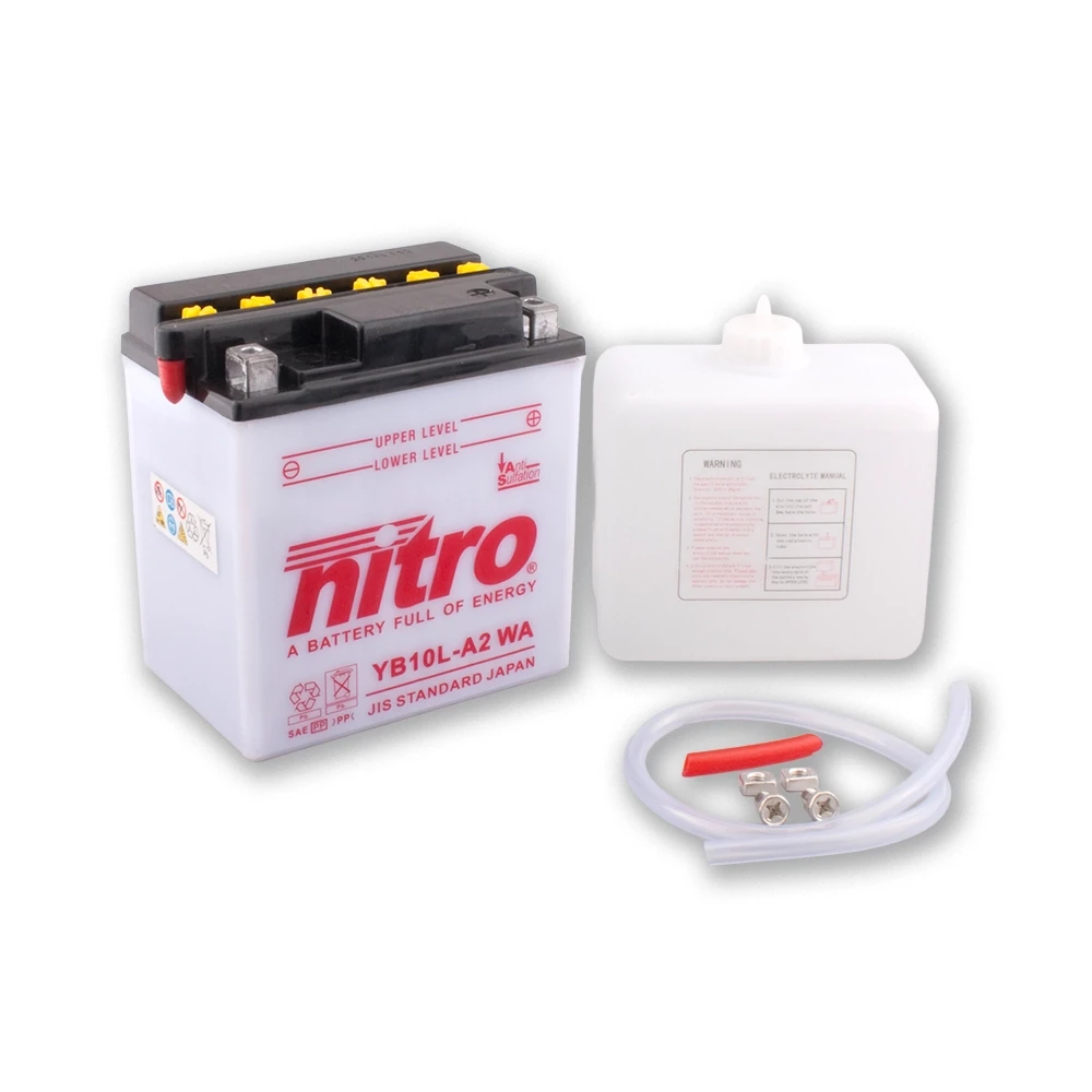 Batterie YB10L-A2 Nitro offen mit Säurepaket (NB10L-A2)