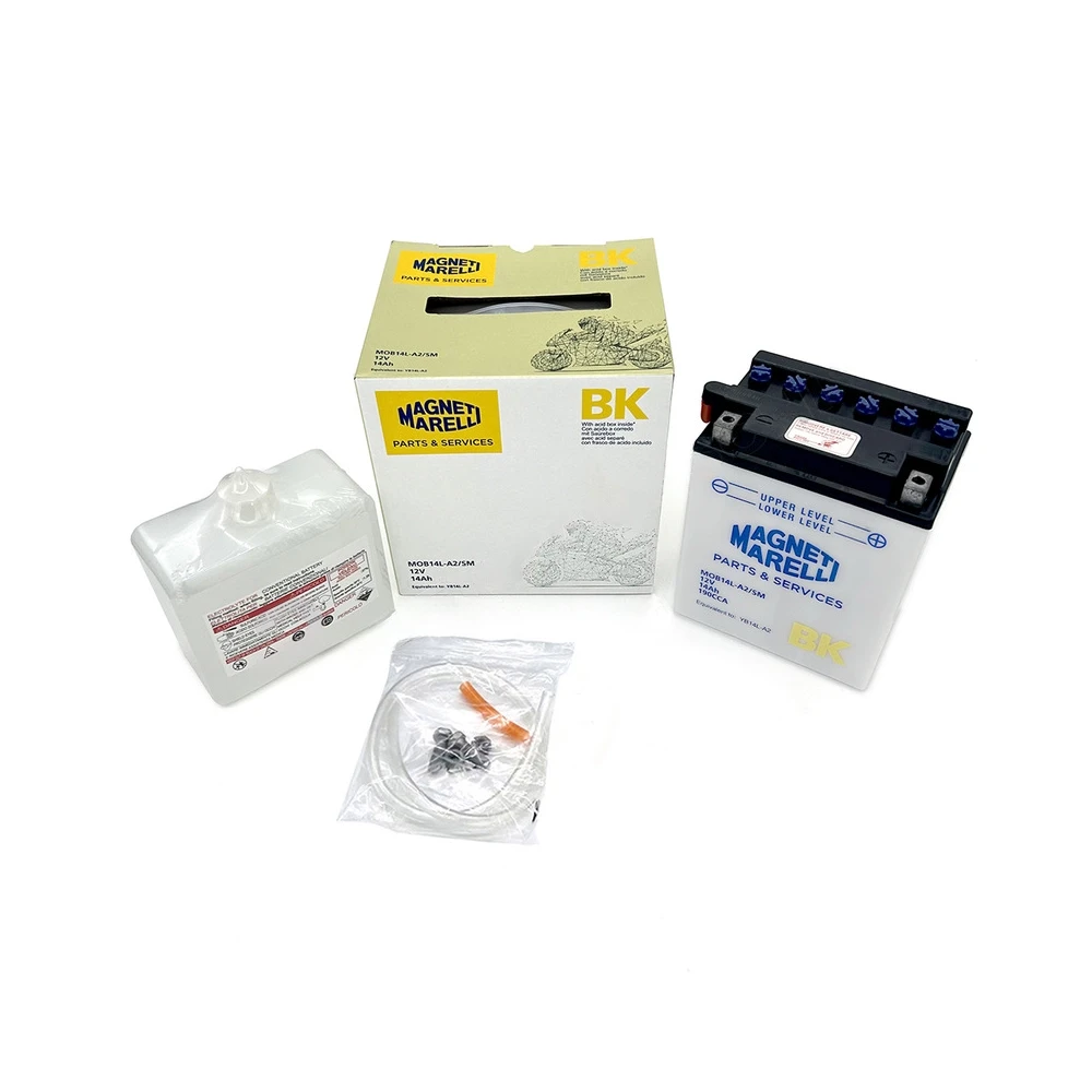 Batterie YB14L-A2 MAGNETI MARELLI offen mit Säurepaket MOB14L-A2-SM