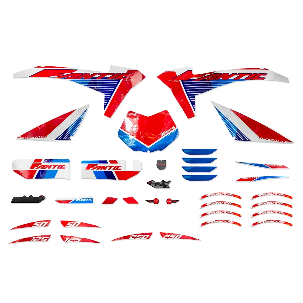 Aufkleberkit / Stickerkit Fantic TL50/125 Motard 2020 weiss / rot / blau