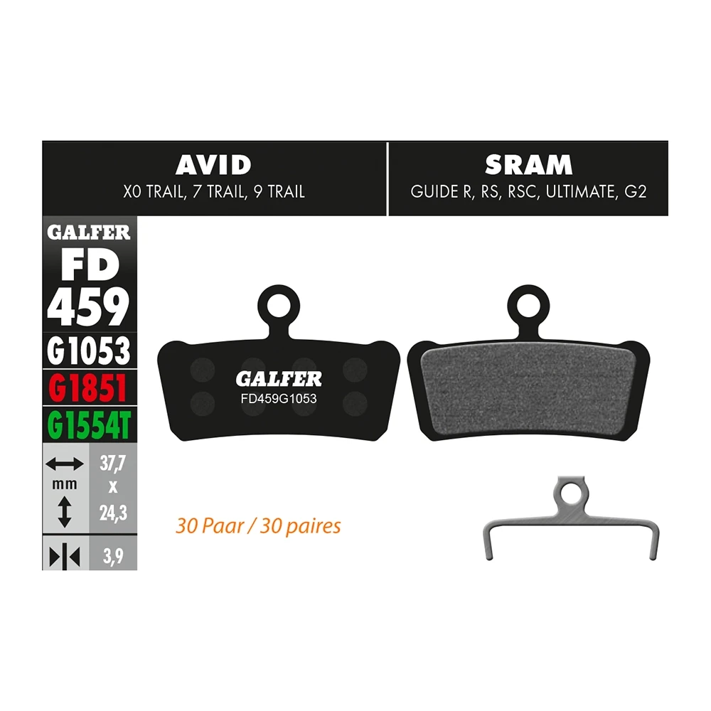 Bremsbeläge Galfer Bike Semi-Metal 30 Paar (AVID, SRAM)