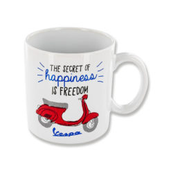 Tasse Piaggio Vespa the secret of happiness is freedom weiss