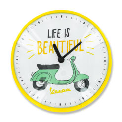 Wanduhr Piaggio Vespa life is beautiful gelb/weiss