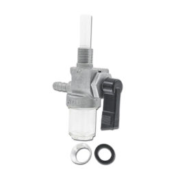 Benzinhahn M10x1mm universal Anschluss Ø 6mm 90° mit Schauglas