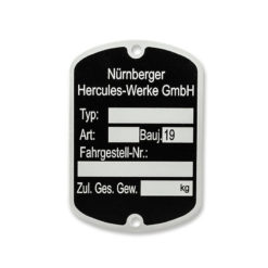 Typenplakette Hercules (Nürnberger Hercules-Werke)