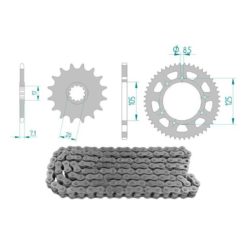 Kettenkit 13 x 48 / 420 ohne O-Ring (K2008) Stahl