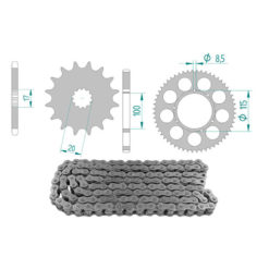 Kettenkit 12 x 58 / 428 ohne O-Ring (K3601) Stahl