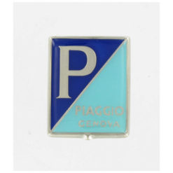 Emblem PIAGGIO GENOVA 36x47mm Metall, 4 Klammern, hellblau