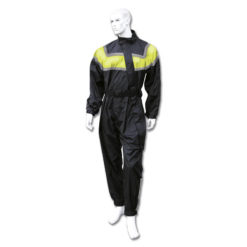 Regenkombi einteilig schwarz-gelb-silber reflektierend XXXL