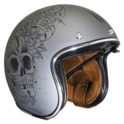 Jet Helm Retro LE MANS II SV Skull & Roses Grey, Grösse XL