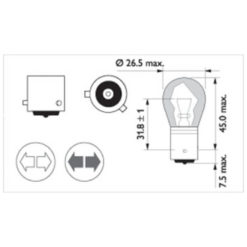 Glühlampe BAU15s 12V 21W Philips orange