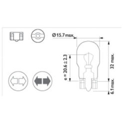 Glühlampe Glassockel T10 12V 16W Philips
