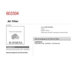 Luftfilter Athena Suzuki  RM-Z 250 2019 -> / RM-Z 450 2018 ->
