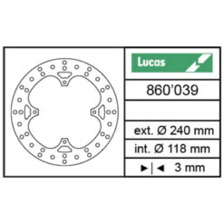 Bremsscheibe Lucas (MST 300) 240/118/3mm