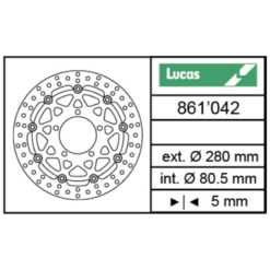 Bremsscheibe Lucas (MSW 238) 280/80,5/5mm schwimmend