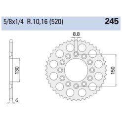 Zahnkranz PBR Yamaha Alu 520/45Z silber