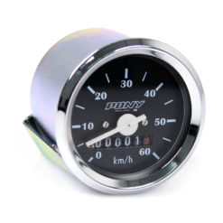 Tacho 60 km/h, Ø 60mm, mit Pony Logo für Pony GTX, VDO-Anschluss