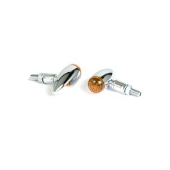 Blinker SHIN YO (Paar) MICRO BULLET mit BIRNE in CHROM/ORANGE GLATT (M10 -