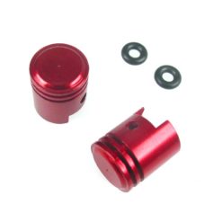 Ventildeckel DMP (Paar) Kolben-Style in Rot/Chrom