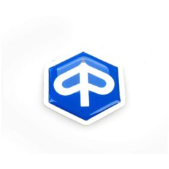 Plakette PIAGGIO aus Silikon zum Kleben mit Piaggio Logo (27 x 31mm) zu St