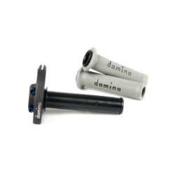 Gasdrehgriff DOMINO mit Ergal Schrauben und grauem Griff zu Monozylinder F