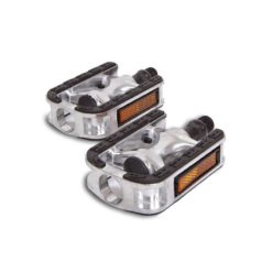 Pedalen LYNX (Paar) SPORT UNIVERSAL in Silber / Schwarz aus ALU für Mofa's