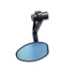 Rückspiegel TECH OVAL aus Alu in SCHWARZ GLANZ Spiegelfläche BLAU KO