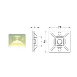 Klebebefestigung NO NAME für Kabelbinderaufnahme 21 x 21mm in Weiss