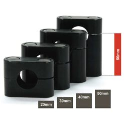 Klemmböcke Motacc eckig - gerade (Paar) in SILBER (Ø 22mm, Höhe: 40mm) (Be