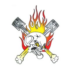 Sticker 4R Flaming Pistons (10 x 12cm)