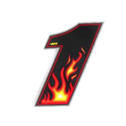 Sticker 4R RACING Nr.: 1 Flame-Farben (100 x 140mm)