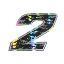 Sticker 4R RACING Nr.: 2 in schwarz mit weissem Totenkopf (100 x 140mm)