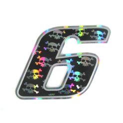 Sticker 4R RACING Nr.: 6 in schwarz mit weissem Totenkopf (100 x 140mm)