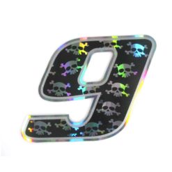 Sticker 4R RACING Nr.: 9 in schwarz mit weissem Totenkopf (100 x 140mm)