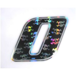 Sticker 4R RACING Nr.: 0 in schwarz mit weissem Totenkopf (100 x 140mm)