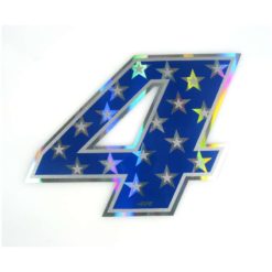 Sticker 4R RACING Nr.: 4 in blau mit weissen Sternen (100 x 140mm)