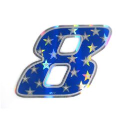 Sticker 4R RACING Nr.: 8 in blau mit weissen Sternen (100 x 140mm)